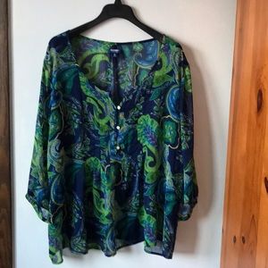 Blue/green Paisley Top XXL